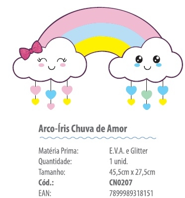 Casa do Artesão :: Chuva de Amor - Nuvem com Arco Iris - Mod.01 - 03  Tamanhos - P235 / P314 [M2513]