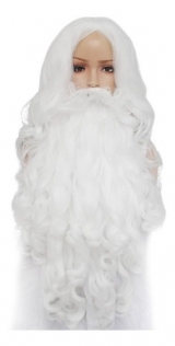 Conjunto Peruca E Barba Adulto Branca Gandalf Papai Noel Natal