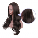 Peruca Front Lace Cacheada Castanho #2 Fibra Japonesa Pronta