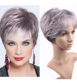 Peruca Wig Curta Cinza Grisalha Fashion Muito Linda Moderna Tratamento Uso Di�rio