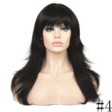 Peruca Wig Repicada 55cm Franja Imita Couro Cabeludo Cor #4 CASTANHO ESCURO Lara