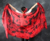 Veu de seda Mesclado Vermelho com Preto