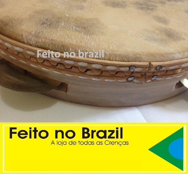 Pandeiro artesanal - Aro 10 madeira Capoeira por R$89,90