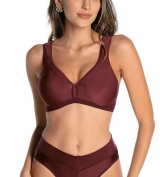Suti Olimpo Conforto DeMillus 61004 Elastano Control Com Alta Compresso Alas Largas Espumadas Sem Aro e Sem Bojo Cor Vinho Barolo