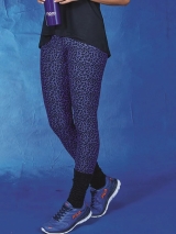 Cala Legging Fitness Oncinha DeMillus 00123 Animal Print Em Elastano Para Prtica Esportiva Cor Preto Com Fundo Azul Royal Tamanho M