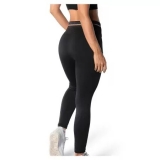 Cala Legging Fitness Friso DeMillus 00133 Microfibra Elstica Ultraleve Canelado Na Cintura e no Punho da Bainha Cor Preto Tamanho B (Veste G e EG)