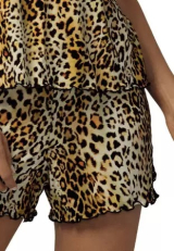 Pijama Curto Shortdoll Grenade DeMillus 20342 Animal Print Em Viscose Elstica com Acabamento Em Renda Elstica Muito confortvel Cor Ona Tamanho 44
