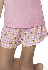 Pijama curto Shortdoll Menina Amizade DeMillus 220839 Blusa Em Malha 100% Algodo e Short Em Polister e Viscose Tamanho 4 Anos Cor Rosa Verano