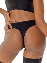 Calcinha Fio Dental DeMillus Dance 51024 Em Elastano Light e Detalhes Em Renda Frente Forrada 100% Algodo Elstico Suave Nas Cavas Cor Preto