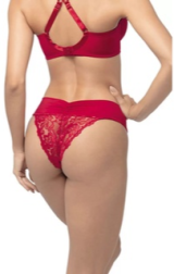 Calcinha Biquni Lousane DeMillus 53086 Em Renda Elstica Com Cs em Tule Elstico Duplo Cor Carmim Tamanhos P  M e G