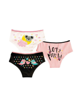 Calcinha Cala DeMillus Teenager 210031 Em Cotton Elstico Com Divertida Estampa Ursinho e Nuvem Cor de Rosa No Bumbum Cor Neve