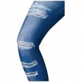 Cala Legging Fitness Estampa Jeans Rasgado DeMillus 00128 Em Polister Para Prticas Esportivas Cor Marinho Tamanhos P e M