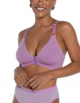 Suti Olimpo Cotton DeMillus 61054 Frente Dupla em Cotton Elstico Com Fecho Frontal Sem Espuma e Sem Aro Cor Orqudea