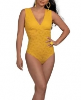 Body Rendado Merlot DeMillus 98043 Em Renda Elstica Com Moderada Compresso Taas Forrada Sem Aro Sem Espuma Cor Amarelo Ouro