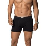 Cueca Boxer Vik Zeus DeMillus Cor Preto 90093 Em Cotton Elstico Com Frente Reforada Sem Elstico na Bainha Tamanho EG