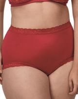 Calcinha Cala Clssica Safira DeMillus 57330 Em Elastano Firme e Confortvel Cintura e Pernas Com Renda Elstica Cor Carmim M, G e EG