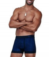 Cueca Boxer Xadrez Ultraleve Zeus DeMillus 90906 Microfibra Elstica Xadrez Moderno Sem Costuras na Cintura e Laterais Azul Klein Tam.B (Veste G e EG)
