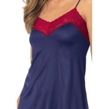 Camisola Clice DeMillus 30134 Em Jersey microfibra, macio e confortvel, com detalhes em renda elstica Cor Marinho Tamanho 46 e 50