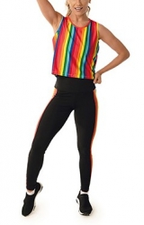 Camiseta Arco ris DeMillus 93144 Em Microfibra Elstica Polister Estampada Listrada Supermacia e Confortvel