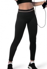 Cala Legging Fitness Friso DeMillus 00133 Microfibra Elstica Ultraleve Canelado Na Cintura e no Punho da Bainha Cor Preto Tamanho B (Veste G e EG)