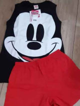 Pijama Curto Shortdoll Mickey DeMillus (Adulto) 220928 Em Malha 100% Algodo Short Com Elstico Interno Na Cintura Cor Preto Tamanho 44
