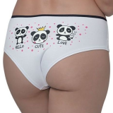 Calcinha Cala DeMillus Teenager 210031 Em Cotton Elstico Com Divertida Estampa Ursinhos Pandas No Bumbum Cor Branco