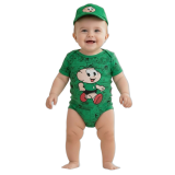 Bon� + Body Infantil Para Beb� (Kit Duas Pe�as) Malha 100% Algod�o Gola Envelope Bot�es de Press�o Tamanhos P, M e G Cebolinha