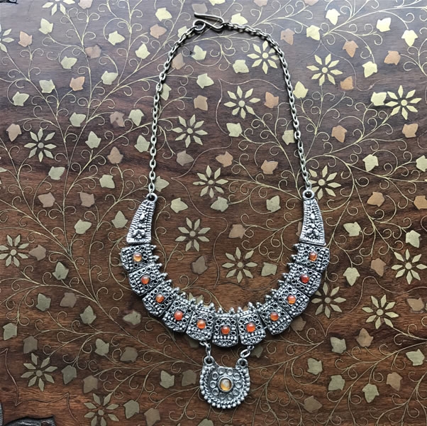 Colar Ametista Prata Tibetana Boho Luxo Gargantilha NE001332