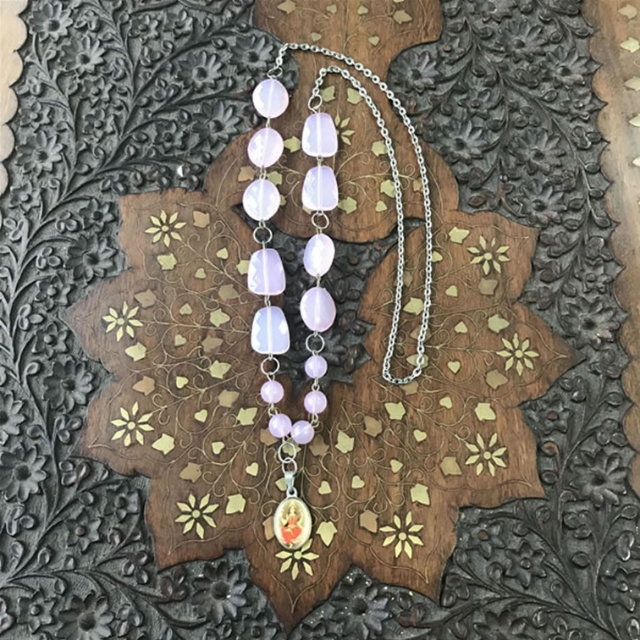 Colar Ametista Prata Tibetana Boho Luxo Gargantilha NE001332