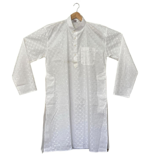 Punjab Algodão Tunica e Calça Masculina Kurta Sherwani RM005540_001