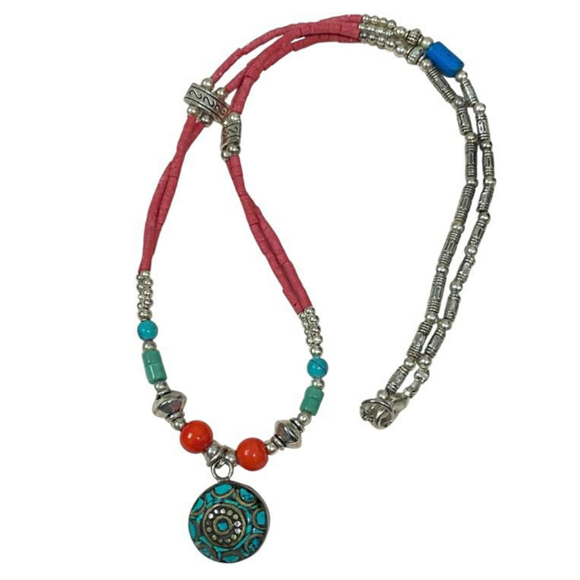 Colar Ametista Prata Tibetana Boho Luxo Gargantilha NE001332