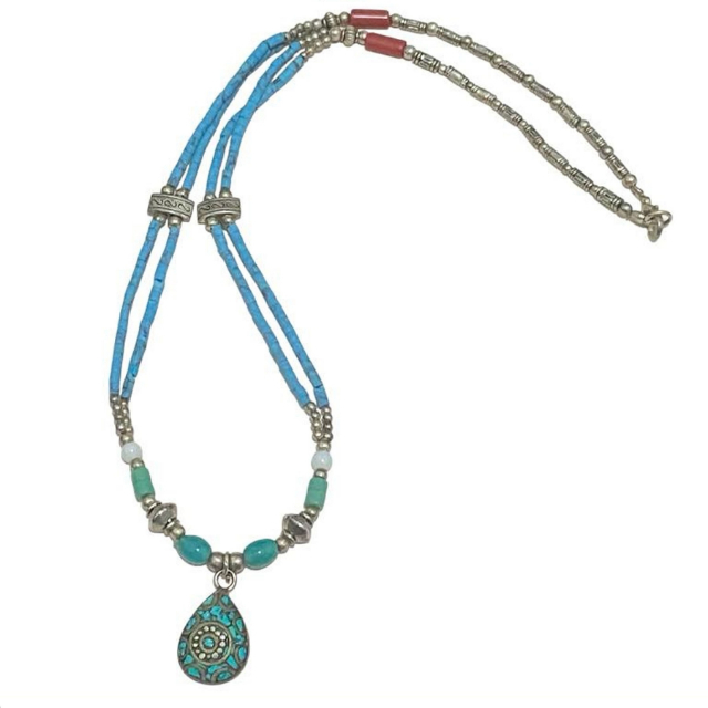 Colar Ametista Prata Tibetana Boho Luxo Gargantilha NE001332