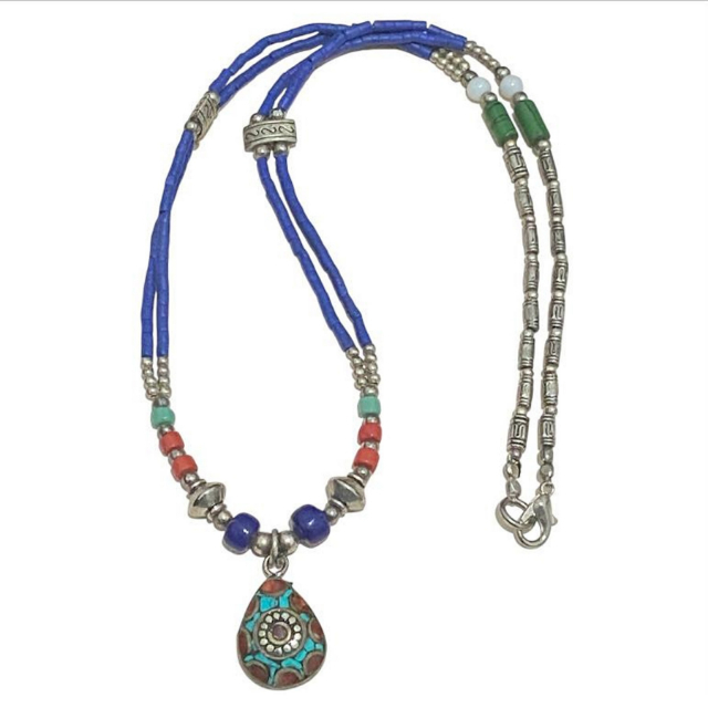 Colar Ametista Prata Tibetana Boho Luxo Gargantilha NE001332