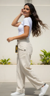 CALÇA ZOOMP CARGO FEMININA EM SARJA 100% ALGODÃO-REF.UNI001000
