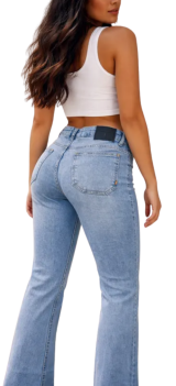CALÇA JEANS ZOOMP FEMININA RETA BOOT CUT  BOLSO APARENTE-REF.UNI001001