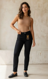 CALÇA SARJA ZOOMP TOTAL BLACK FEMININA  -REF.UNI001006