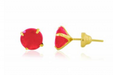 Brinco em Ouro 18k Zircnia 6,0 mm Calice Vermelho