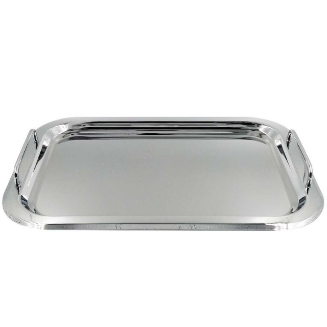  Linda Bandeja retangular prata com ala 41x29cm 