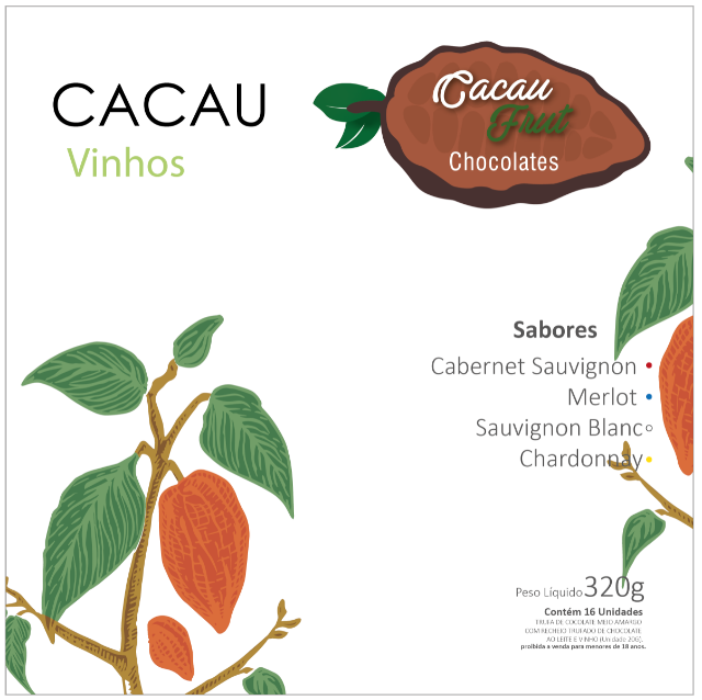 Chocolate Cacau Frut - Caixa de Bombons ao Vinho Cacau Vinhos 320g