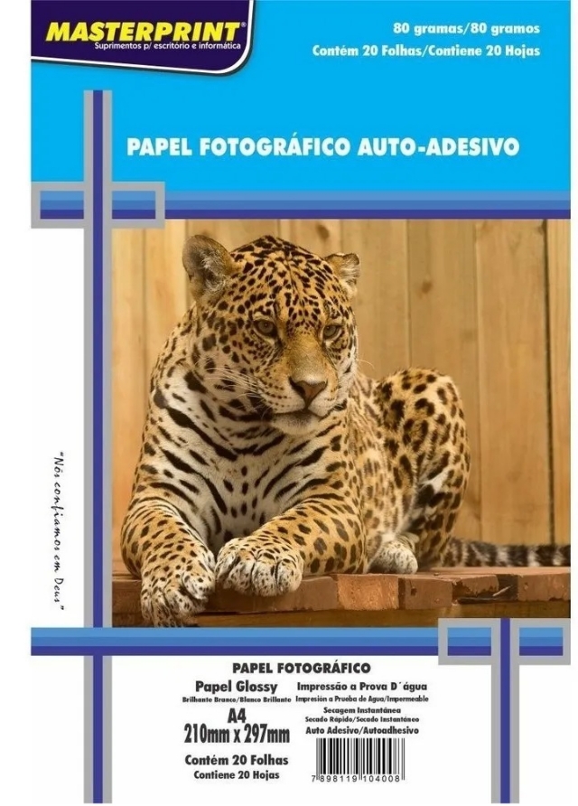 Papel Glossy Adesivo MasterPrint 80 Grm A4 - 20 folhas