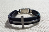 Pulseira em couro ecolgico, detalhe cruz01