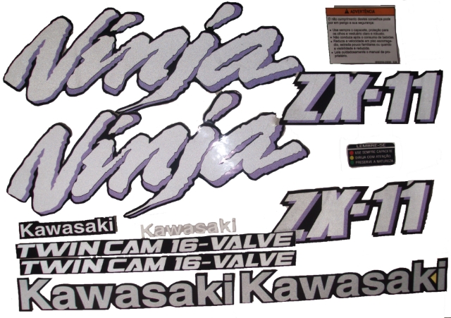 Jogo de adesivos Kawasaki ZX11 91/92 preta