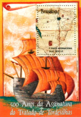 B - 097 - BLOCO 500 ANOS DA ASSINATURA DO TRATADO DE TORDESILHAS