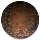 BRASIL - C580 - 40 RIS 1824 C/CARIMBO GERAL DE 20 (R) - COBRE