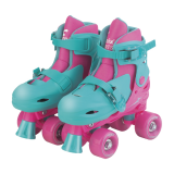 Patins Roller 4 Rodas Fnix PK-01 T 34-37 Rosa E Verde Com Acessrios