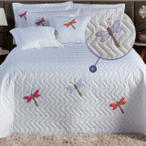 Cobre Leito Bordado Liblula Cama Queen Matelado Branco MR ENXOVAIS