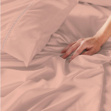 Jogo de Cama Lenol Queen Com Elstico E Fronha Laura 3 Peas Ponto Palito Ros - MR Enxovais