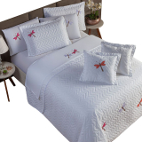 Cobre Leito Bordado Liblula Cama Queen Matelado Branco MR ENXOVAIS