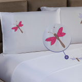 Jogo de Cama Lenol Bordado 4 Peas Liblula Queen Branco - MR Enxovais