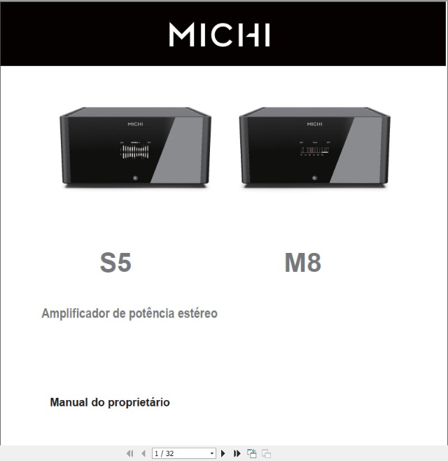 Manual em português Rotel Michi S-5 M8